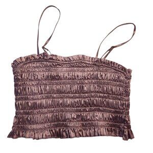 NWT Forever 21 Lilac Crop Top Adjustable Spaghetti Strap Size Medium Scrunch